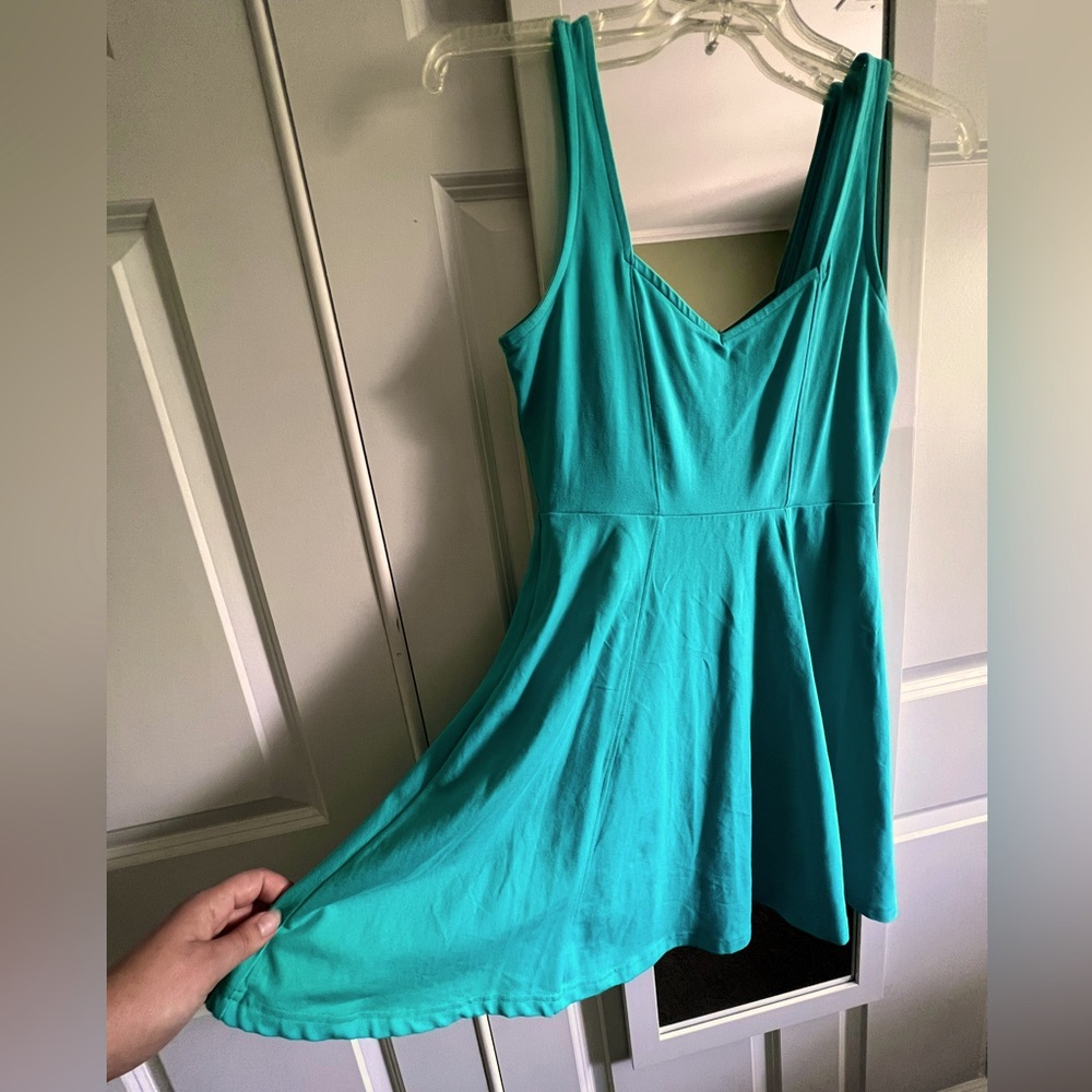 M - Green - EXPRESS - Stretchy A.line Summer Sun Mini Dress
